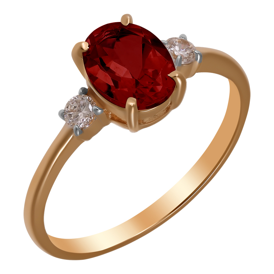 Кольцо, золото, гранат, красный, 11801871